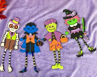 Halloween Kids Craft Kit – Witch, Skeleton, Frankenstein and Vampire Figures, Fun DIY Halloween Activity for Kids, Perfect October Gift