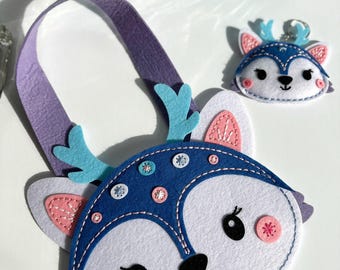 Filz Nähen Kit Handtasche und Schlüsselanhänger für Kinder, Nähen für Anfänger, Geschenk für 8-jährige Mädchen, Geschenk für Nichte