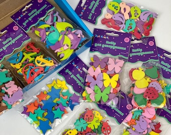 Pre cut foam shapes on adhesive base for kids craft, Embellishments for kids party decorations, Creative play, Summer camp craft, Spring DIY