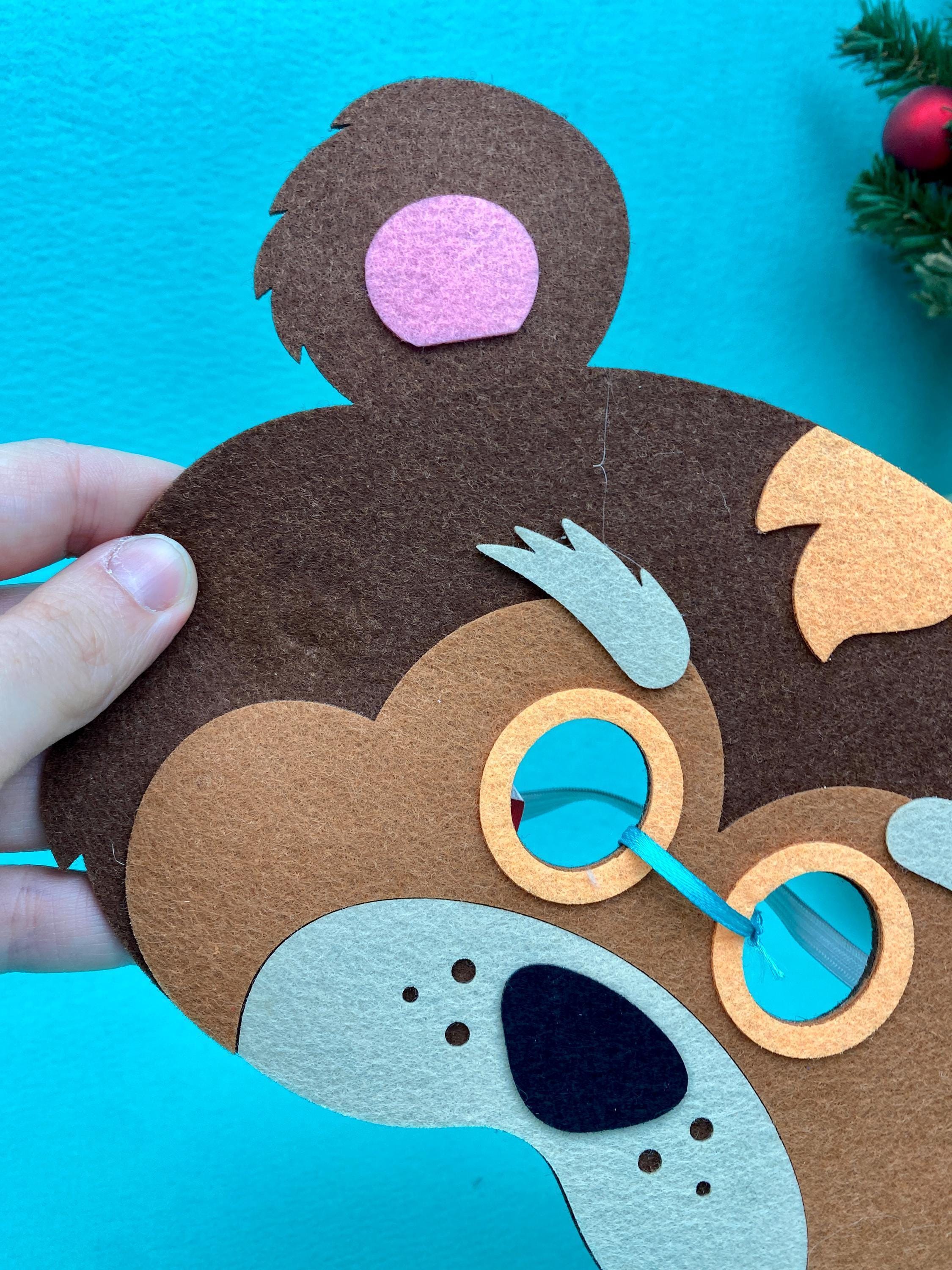 Animal Mask for Kids, Pretend Play, Cute Bear Felt Face Masks for Kids ...