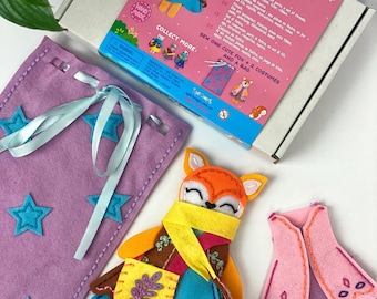 Fox Sewing Project Kit, Kids Activity Kit, Woodland Animals Craft Kit, Fine Motor Activity for Kids, Creative Gifts for Girls and Boys