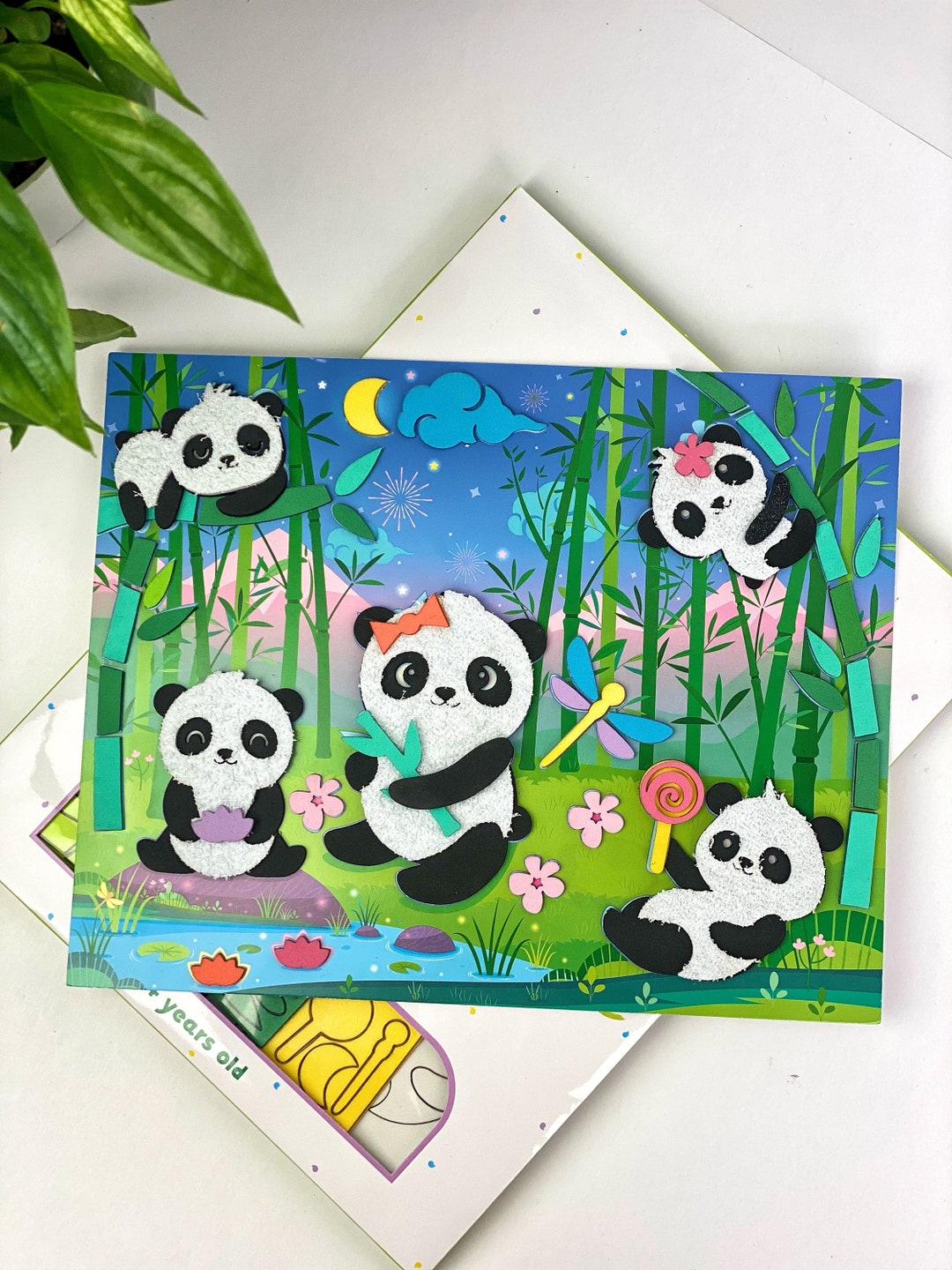 Panda Play Set for Kids, Sticker Foam Shapes With Illustrated Cardboard ...