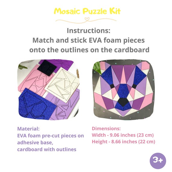 Panda Tangram Puzzle, Unique Sticker Mosaic Puzzle Kit for