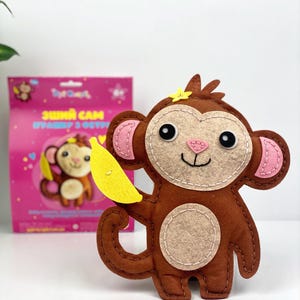 Monkey Sewing kit, DIY Felt Craft Kit to Make Toy Monkey, Kids Sewing Kit with Instruction, Educational Activity, Birthday gift for Girl