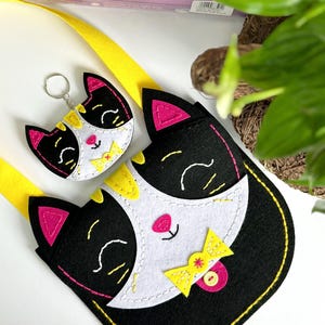 Sewing Project Kit for Girls, Cat Craft Kits for Kids, Felt Sewing Project Handbag with Keychain, Kids Sewing Kit, Gift for Girl 6 Year Old