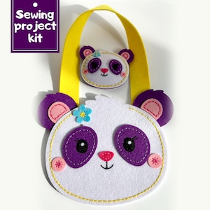Felt Sewing Kit for Kids, Panda Handbag Sewing Craft Kit, Creative Christmas Gift for Girl, DIY Gift, Sewing for Beginners, Winter Crafts