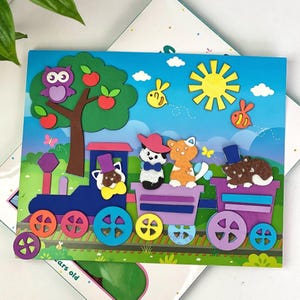Kit d'activités pour chats, Formes autocollantes en mousse avec carton illustré, Jeu imaginatif amusant, Jeux de voyage, Activité d'été