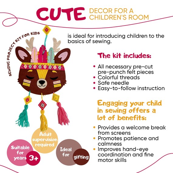 Pack De 3 Kits Couture En Feutre Animal Pour Enfants – Débutants – Sacs à Main DIY Avec Aiguilles Plastique Sécurisées