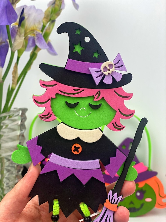 Kit Bricolage Halloween Enfant 157 Pièces - Serre-têtes Chauve-souris & Sorcière, Cure-pipes, Lumières - Activité Créative Familiale