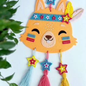 Sewing Project for Kids, Felt Wall Hanging Decor for Kids Room, Sewing Activity, Gift for Daughter, DIY Banner Squirrel, Summer Activity