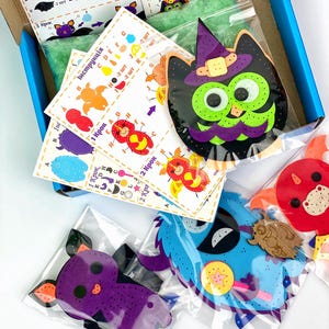 Preschool Embroidery sewing kit, First sewing skills for children kit, kids crafting kit, bat toy, owl toy, monster toy, little dragon craft