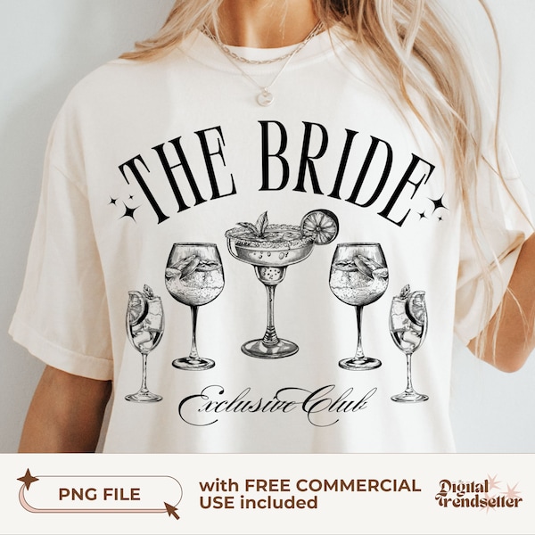 The Bride Exclusive Club Png Bridesmaid Cocktail Social Club Png Bachelorette Party Png Bach Party Shirt Png Trendy Bridal Party Tshirt Png