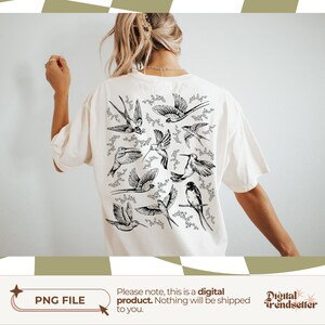 Indie Boho Cottagecore T-shirt Design Retro Nature Wild Bird Watchers Gift Hippie Birds Lover Gift