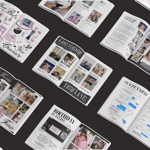 Retro-inspired Canva Birthday Magazine Template with personalized cover design and inside pages, unique gift idea for best friend or 21st birthday girl.