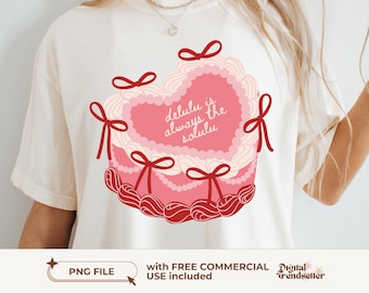 Delulu Heart Cake Sublimation Png Coquette Retro Cake Art Png Trendy Pink Cake Clipart Coquette Delulu Girl Png Delulu Is The Solulu Png