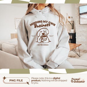 Retro introvert humor tee design PNG Minding my own business shirt Funny introvert sublimation for coffee lovers with a sassy attitude