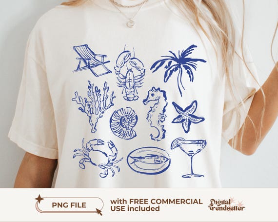 Retro Beach Club T-shirt Design Retro Seaside Shirt Png Vintage Sea Life Tee Design Retro Ocean Life Tee Png Retro Coastal Summer Png Design
