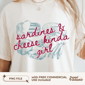 Trendy Fisherman Shirt Design Girly Tinned Sardines Sublimation Png Retro Fisherman Aesthetic Shirt Png Trendy Coastal Summer Sardines Png
