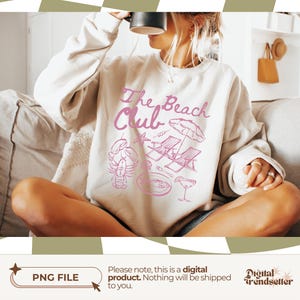 Pink Seaside Summer Shirt Design Trendy Beach Club T-shirt Png Aesthetic Coastal Vibes Soft Pink Ocean Life Sublimation