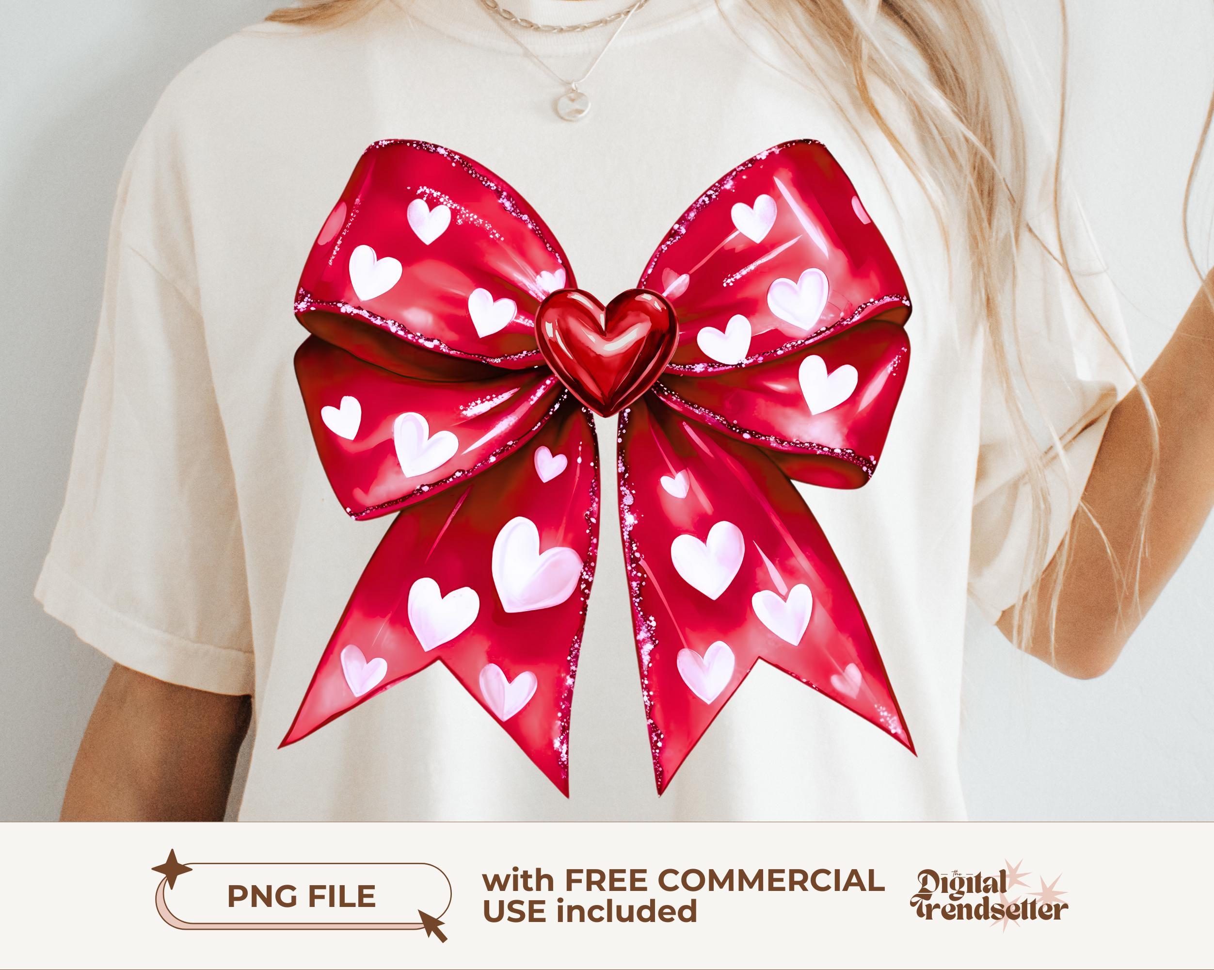 Red Heart Bow Png Coquette Heart Ribbon Png Valentine's Day Bow Png ...