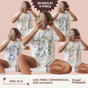 Retro Birds Png Bundle Vintage Style Girly Shirt Design Pack