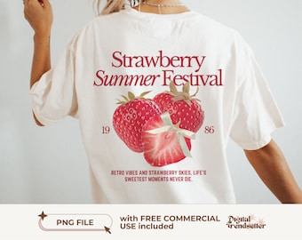 Coquette Strawberry Png Design Girly Strawberry Shirt Design Trendy Strawberry T-shirt Design for Girls Ribbon Strawberry Summer Tee Design
