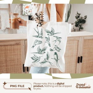 Retro Nature Animal Tshirt Png Pack Vintage Inspired Tattoo Bird T-shirt Bundle