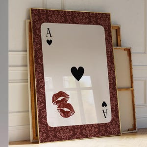 Braunes Herz-Ass-Druck Retro Feminine Spielkarte Poster Trendige Braune Wohnheim Zimmer Wand Dekor Dunkel Feminine Schlafzimmer Wand Kunst Vintage Print