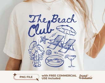Blue Beach Club Shirt Design Aesthetic Blue Summer Shirt Png Aesthetic Soft Blue Beach Tshirt Png Girly Summer Tee Design Blue Fisherman Tee