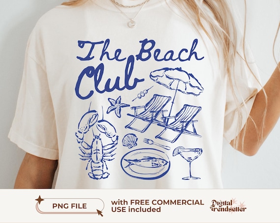 Blue Beach Club Shirt Design Aesthetic Blue Summer Shirt Png Aesthetic Soft Blue Beach Tshirt Png Girly Summer Tee Design Blue Fisherman Tee