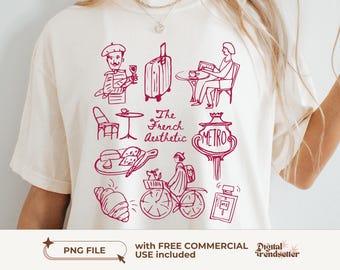 Diseño de camiseta PNG de vacaciones en París para viajes de verano en Francia, sublimación digital.