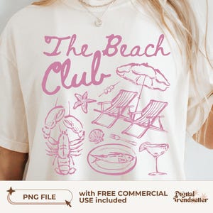 Soft Pink Coastal Tee Png Girly Summer Beach Shirt Design Trendy Fisherman Aesthetic T-shirt Png Retro Ocean Club Sublimation