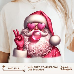 Retro Weihnachtsmann Png Vintage inspirierte Weihnachtsmann Png Rosa Weihnachtspng Trendige Rosa Weihnachtsmann Sublimationsentwurf Retro Weihnachten Girly Hemd Design