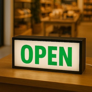 OPENサインLEDライトボックス – 屋外ビジネスサイン、3Dプリントストアサイン、ビジネスオープンサイン、ショーウィンドウライト、カフェバーサロンブティック装飾