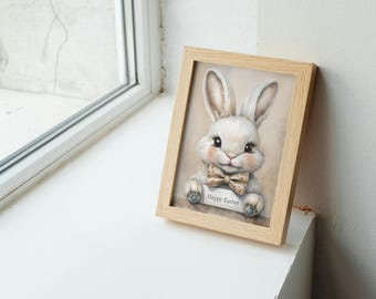 Watercolor Easter Bunny Print: Kids Room Decor (Digital Download)