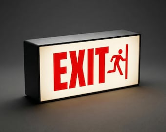 Exit LightBox Sign, Restaurant Exit Sign, Cafe Shop LED Direction Sign, Business Interior Exit Display, Coffee Shop Exit Sign