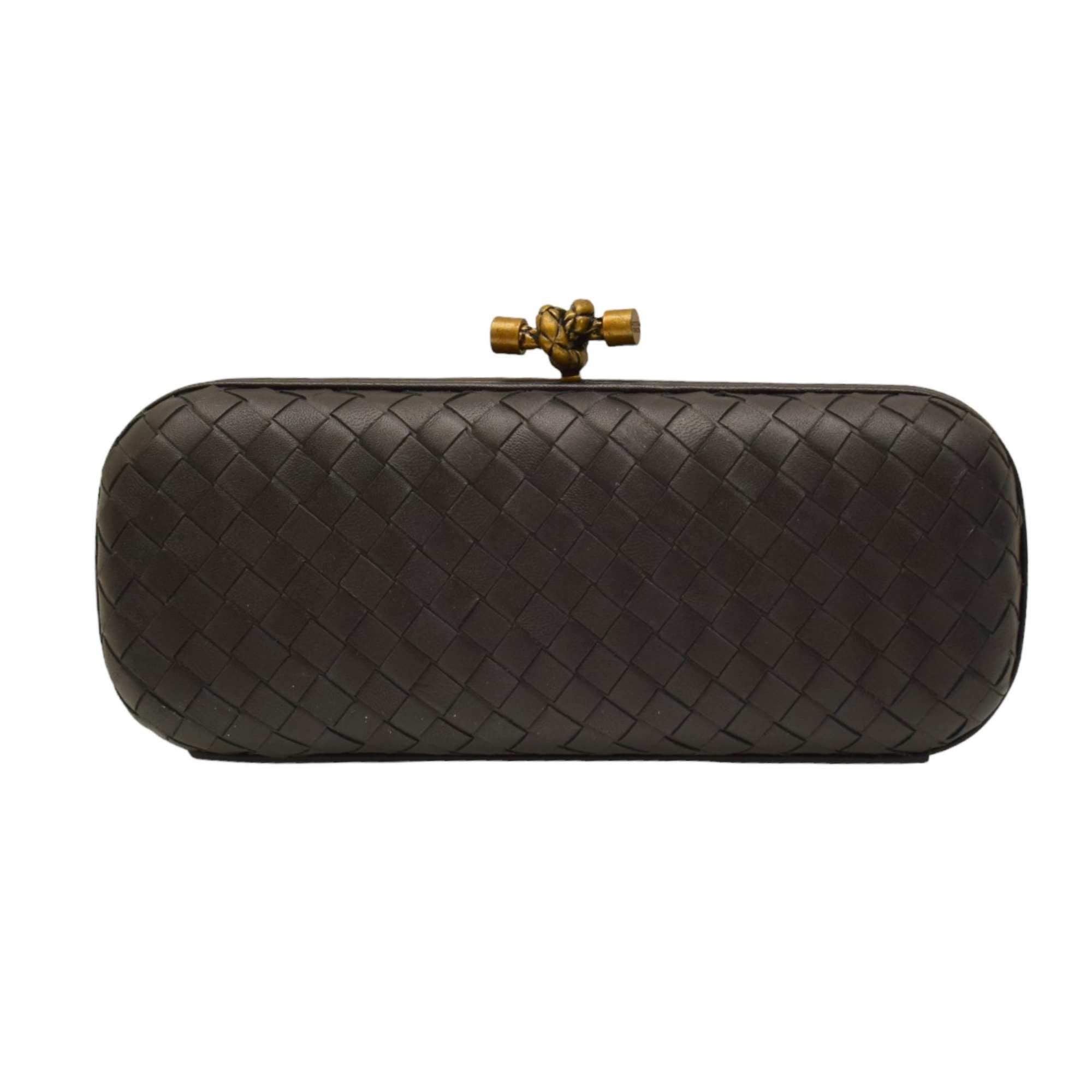 Bottega Veneta Black Intrecciato Woven Leather Knot Clutch Bottega Veneta Black Intrecciato Woven Leather Knot Clutch