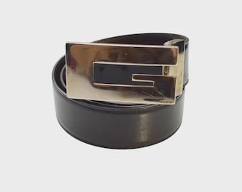 Gucci Vintage Men's Black Leather Belt Monogram Authentic - Etsy
