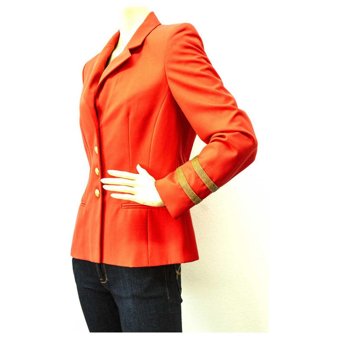 escada エスカーダ　ジャケット　34　S オレンジ $799 ESCADA Sport 34 Bright Red Orange Blazer Jacket Gold