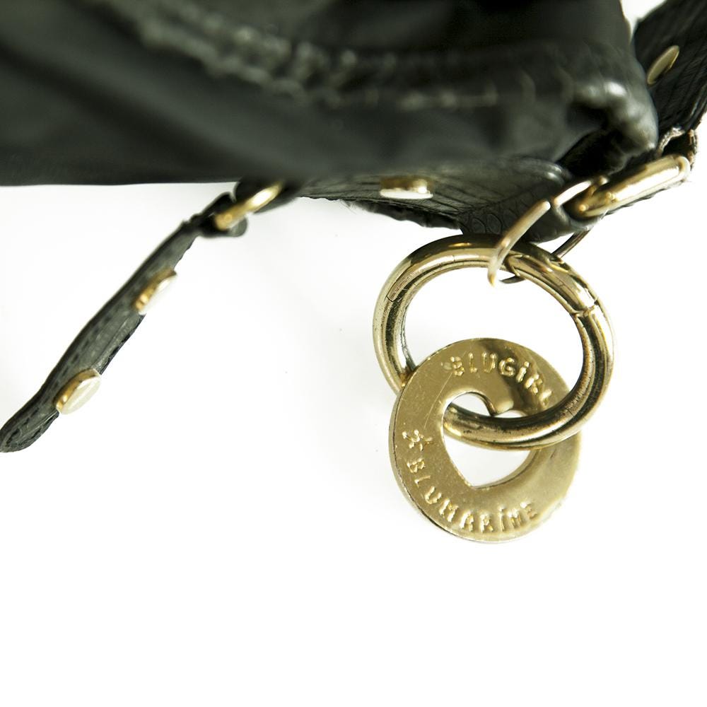 Blugirl Blumarine Black Canvas Snake Embossed Leather Trim