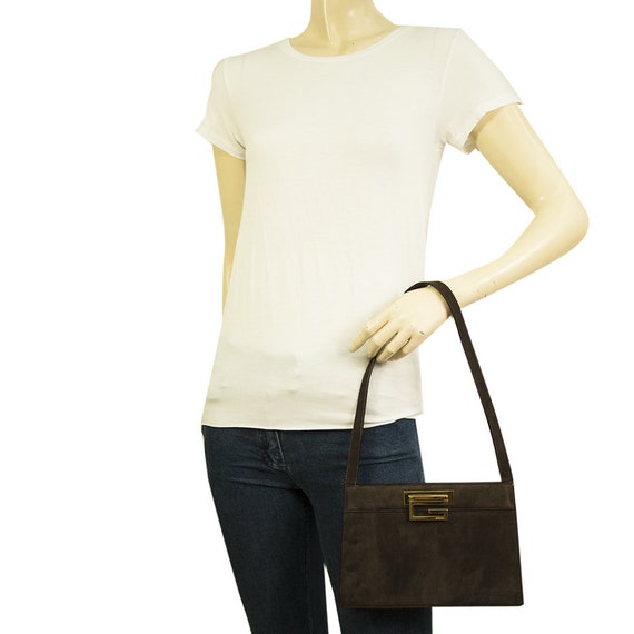 GUCCI vintage brown suede leather small handbag w… - image 7