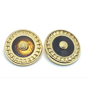 Versace Vintage Medusa Head Shank Button with Black color lacquer and ray border