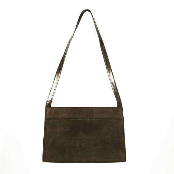 GUCCI vintage brown suede leather small handbag w… - image 1