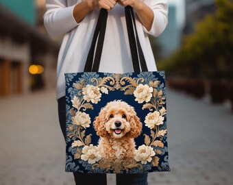 Cavapoo Hund Tasche, Floral Damast, Hund Mama Geschenk