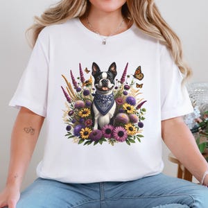 Boston Terrier Mom Shirt, Wildflower Cottagecore Bostie Dog Mama Gift Cute Boston Dog Graphic Tee Boston Terrier Tshirt Floral Aesthetic