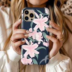 Blooming Tiger Lily Phone Case, Pink Lilies, Floral Flower Case, Cool, Cute Trendy Aesthetic, iPhone 16 15 14 13 12 11 X Samsung S23 S22 S21