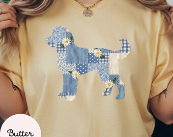 Maglietta con motivo floreale e stampa patchwork di Goldenoodle: t-shirt in stile arte popolare