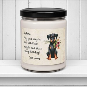 Personalized Doberman Dog Mom Birthday Gift, Custom Candle Gift for Dobie Dog Mom, Gift for New Dog Owner, Dog Mom Gift, Wife Birthday Gift
