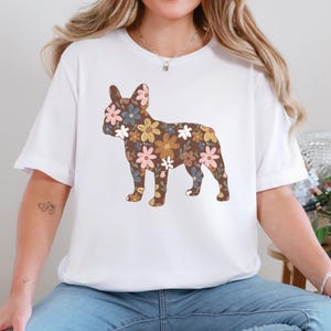Chemise fleurie bouledogue français Comfort Colors®, t-shirt fleurs sauvages pour maman chien Frenchie, t-shirt cottagecore, cadeau pour amoureux des chiens, maman propriétaire de chiot