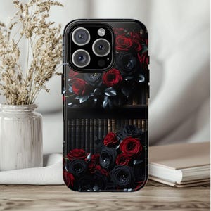 Dark Academia Goth Book Phone Case Rose Gothic Bookish iPhone 16 15 14 13 12 11 Pro Max Plus Samsung Galaxy S25 S24 Ultra Google Pixel 9 8 7